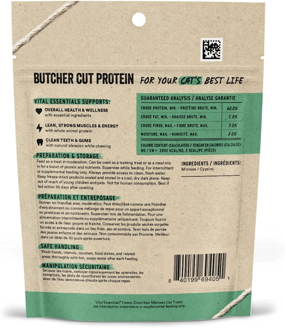 Vital Essentials Freeze-Dried Raw Cat Treats, Minnows Treats, 0.5 oz