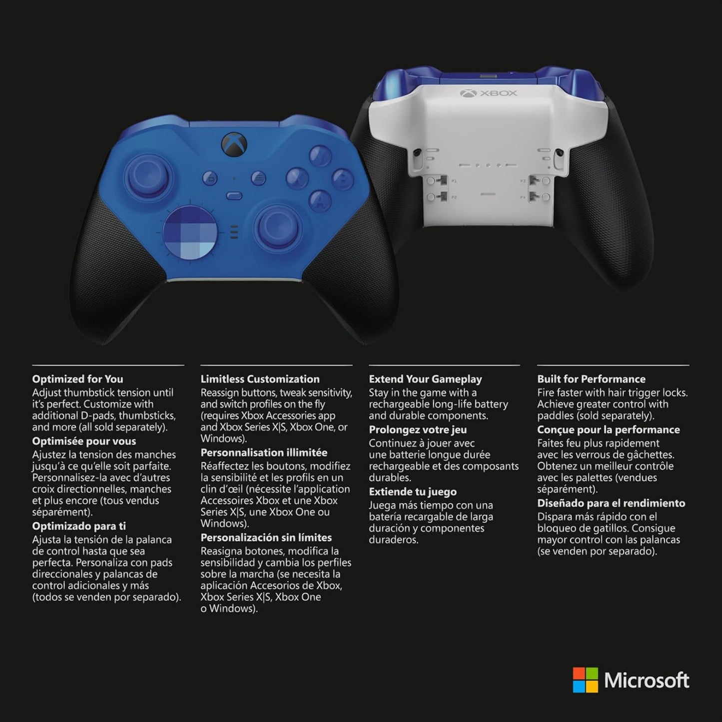 Xbox Elite Series 2 Core Wireless Gaming Controller – Blue – Xbox Series X|S, Xbox One, Windows PC, Android, and iOS
