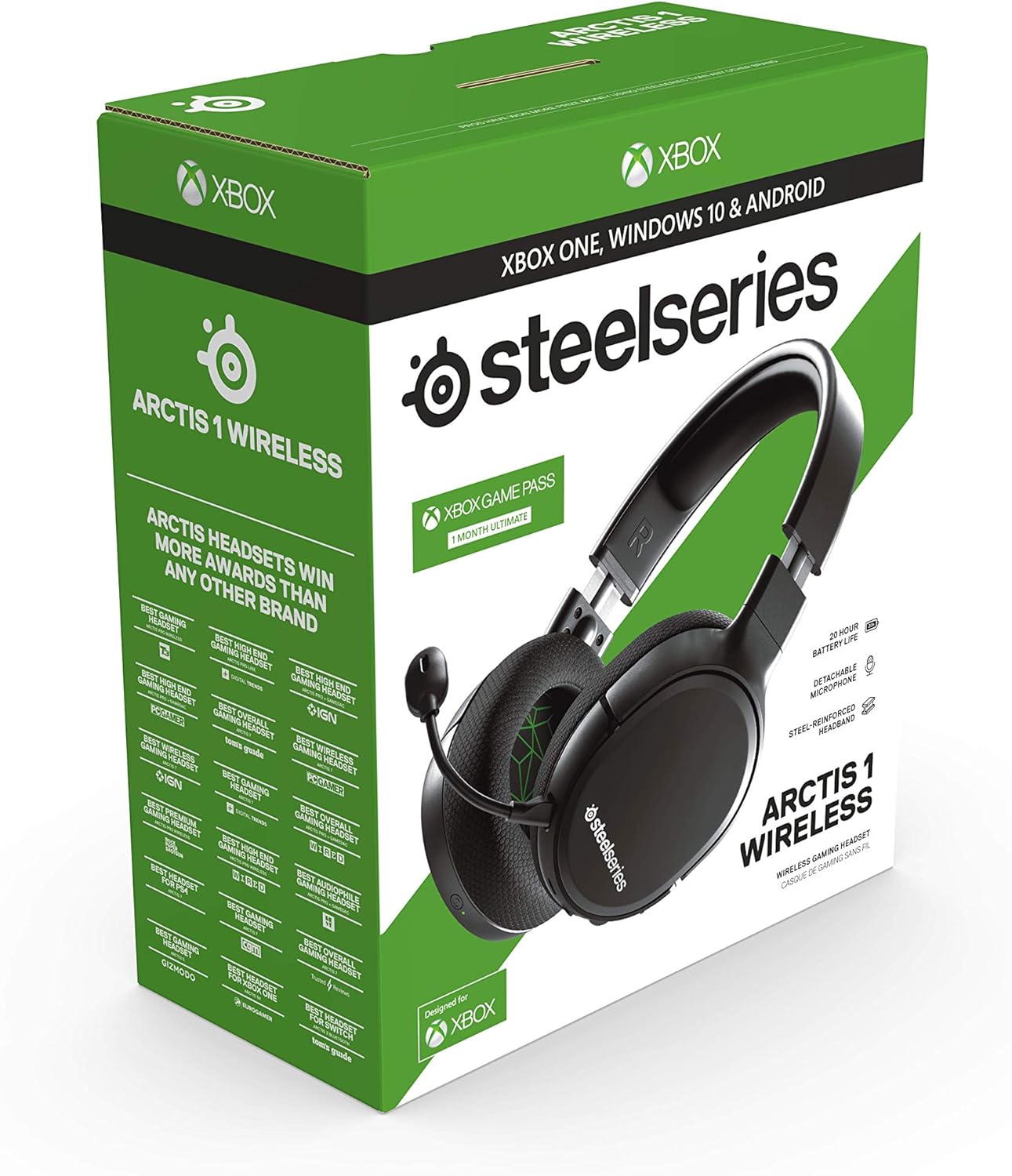 SteelSeries Arctis 1 Wireless Gaming Headset for Xbox – USB-C Wireless – Detachable ClearCast Microphone – for Xbox One and Series X, PS4/PS5, PC, Nintendo Switch and Lite, Android