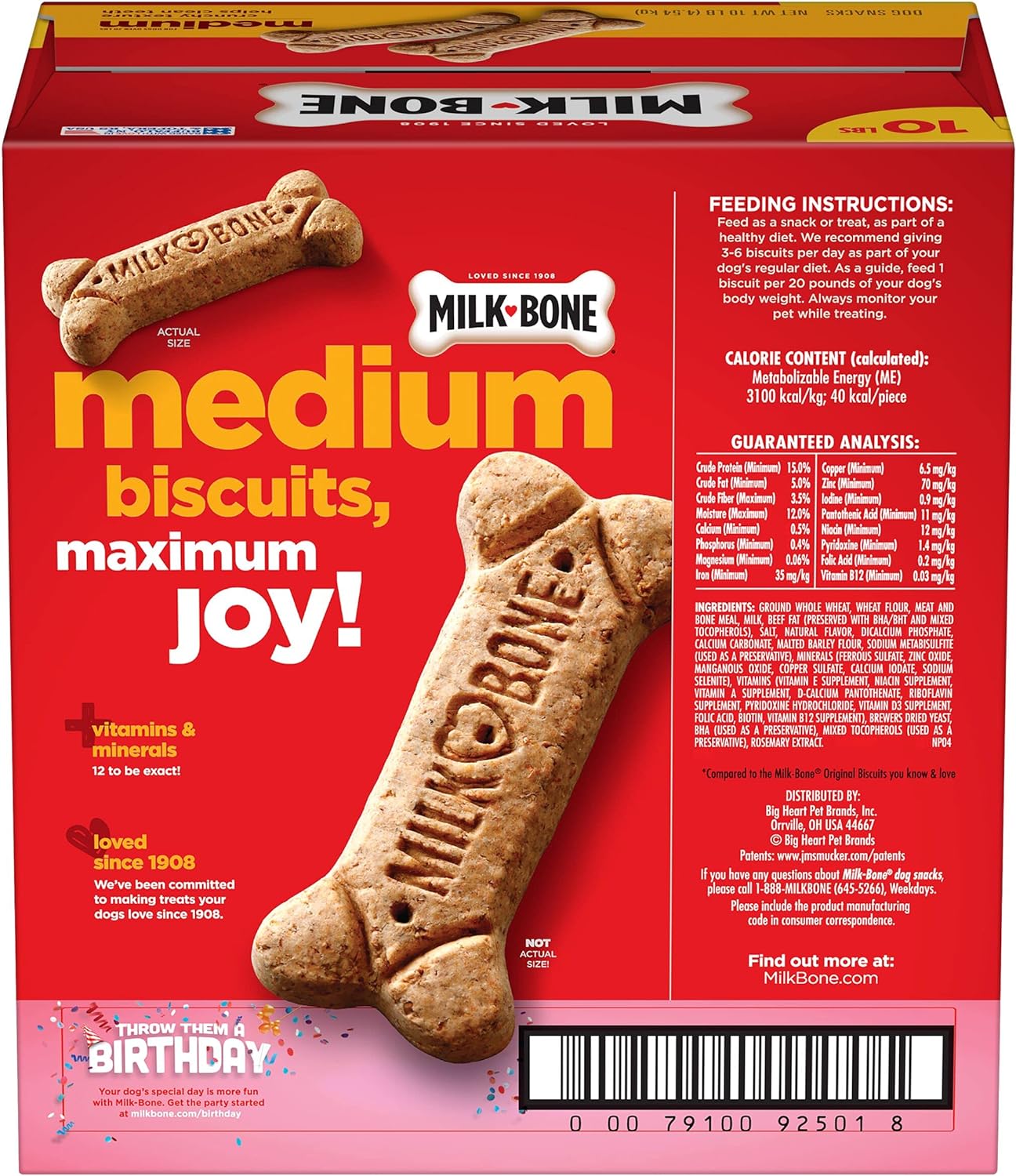 Milk-Bone Medium Crunchy Dog Treats, 10 Pounds, Helps Clean Teeth, Meaty Taste