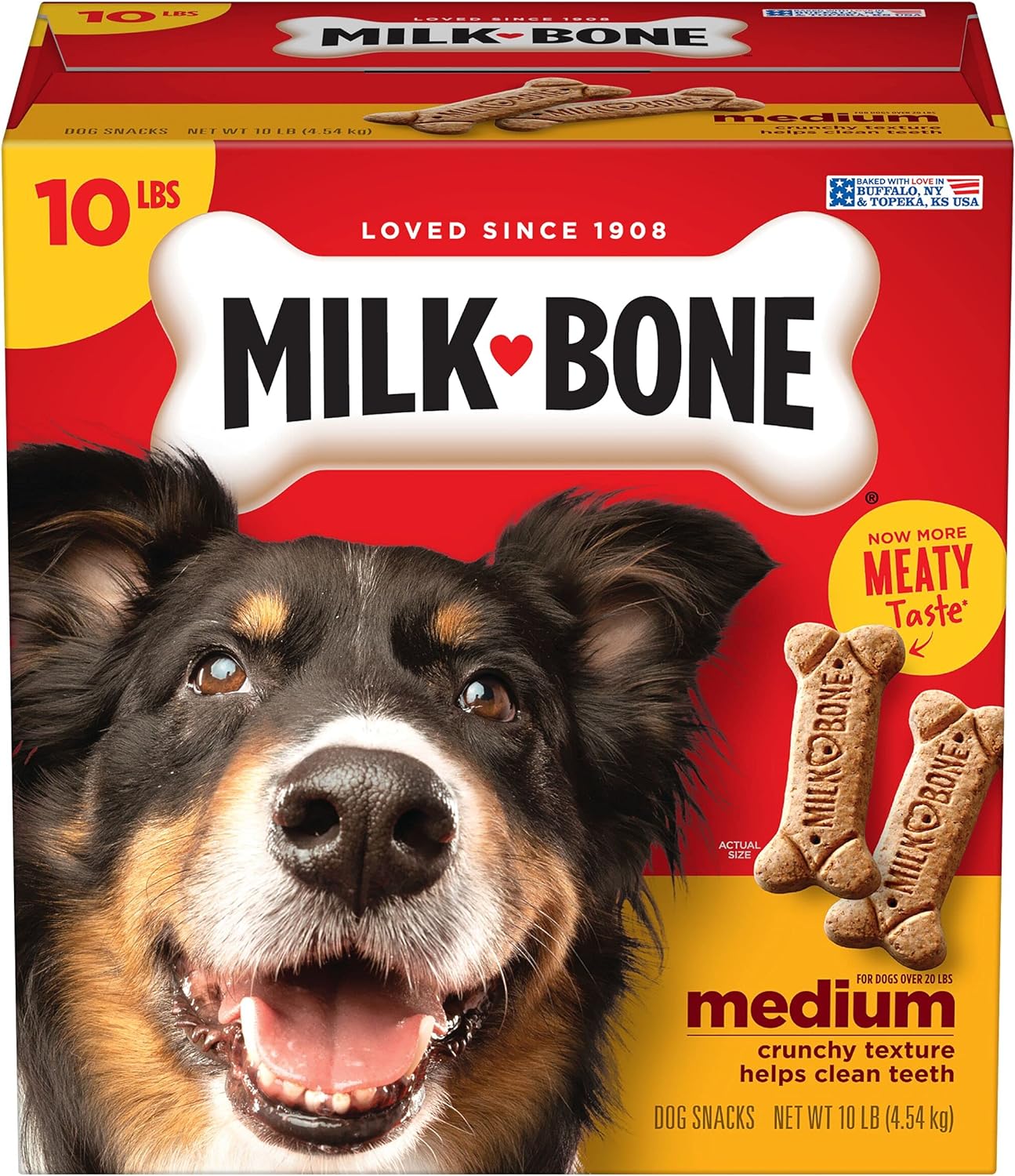 Milk-Bone Medium Crunchy Dog Treats, 10 Pounds, Helps Clean Teeth, Meaty Taste